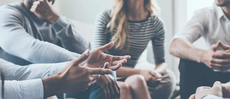 group therapy at sober living home