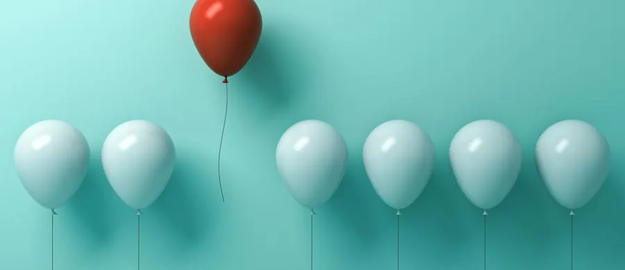 red balloon standing out