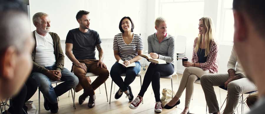 family members at a AA meeting