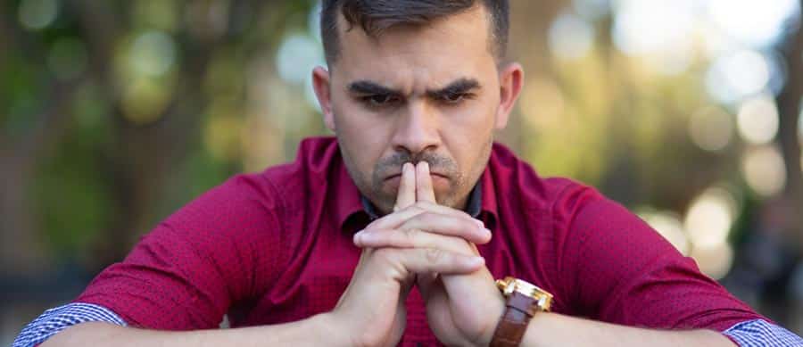 man works on his introspection