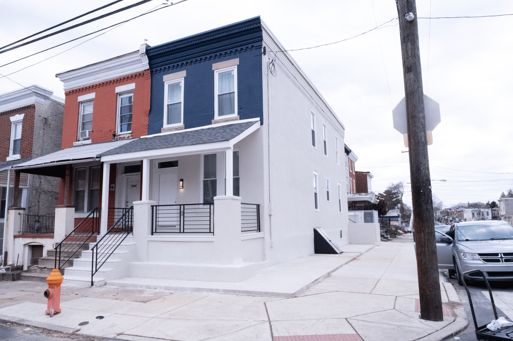 Exterior of a sober living home in Philadelphia, part of Eudaimonia Recovery Homes network