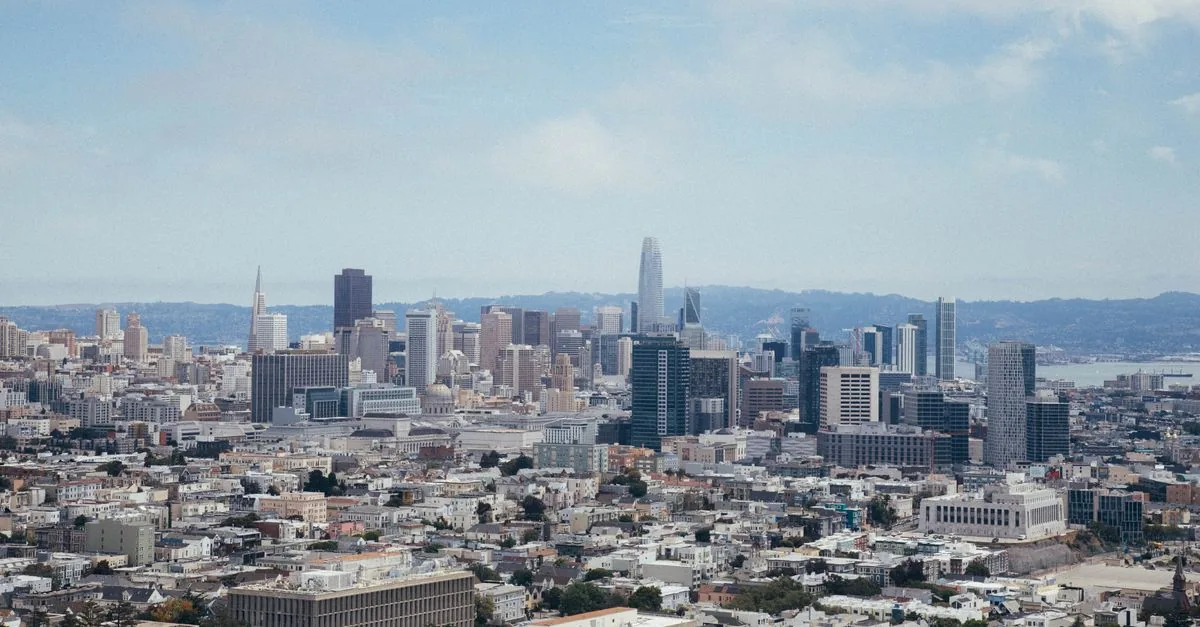 A stunning view of San Francisco's skyline showcasing famous landmarks under a clear blue sky.