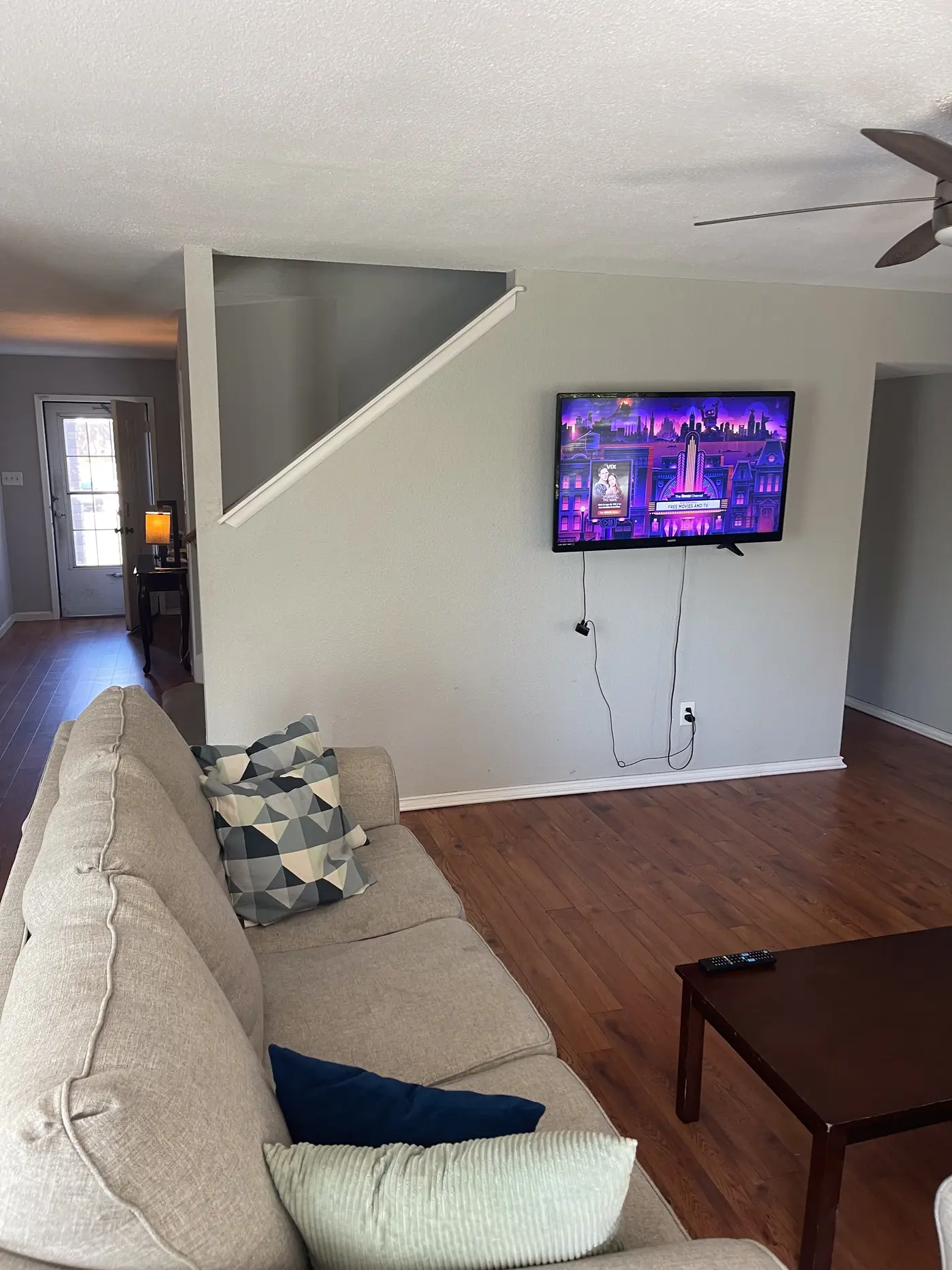 Living room with a sectional and a coffee table.