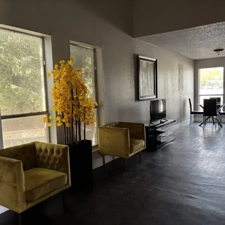 3-man bunk sober living bedroom for men in Austin with storage drawers